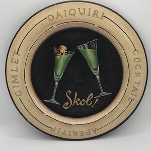 Decorative 10” plate: Skol! Cocktail Aperitif Gimlet Daiquiri wording